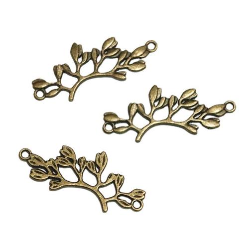 Forbindelse til zinklegering, Zinc Alloy, Branch, antik bronze farve forgyldt, du kan DIY & 1/1 løkke, 38x16mm, 60pc'er/Bag, Solgt af Bag