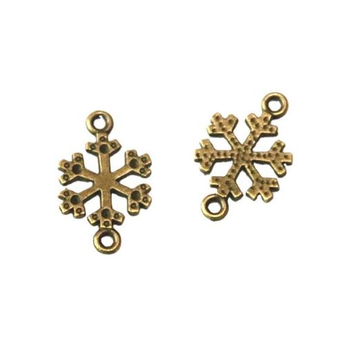 Forbindelse til zinklegering, Zinc Alloy, Snowflake, antik bronze farve forgyldt, du kan DIY & 1/1 løkke, 19.50x12mm, 100pc'er/Bag, Solgt af Bag