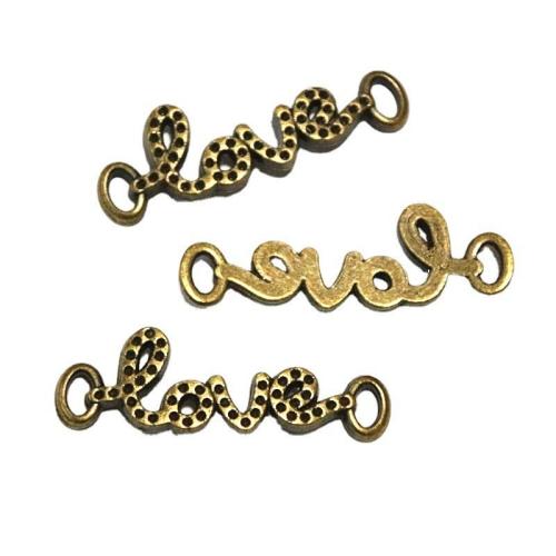 Letter Zinc Alloy Connector Alphabet Letter antique bronze color plated DIY & 1/1 loop Sold By Bag