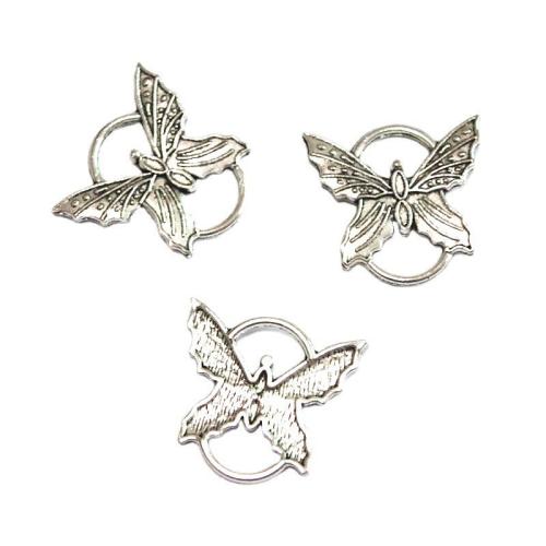 Animal Zinc Alloy Connector Butterfly antique silver color plated DIY & 1/1 loop Sold By Bag