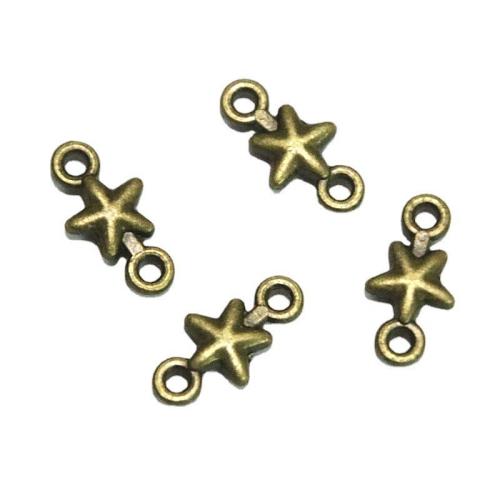 Star Sinkkiseos Connector, Tähti, antiikki pronssi väri päällystetty, tee-se-itse & 1/1 silmukka, 15x7.50mm, 100PC/laukku, Myymät laukku