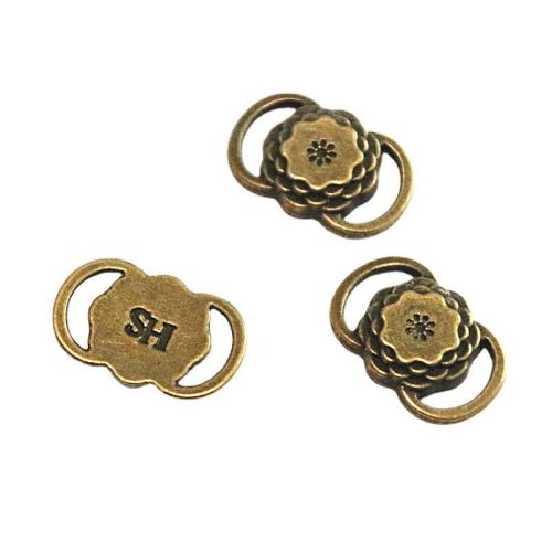 Flower Zinc Alloy Connector antique bronze color plated DIY & 1/1 loop Sold By Bag