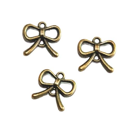 Bowknot zinklegeringsstik, Zinc Alloy, antik bronze farve forgyldt, du kan DIY & 1/1 løkke, 17x18mm, 100pc'er/Bag, Solgt af Bag