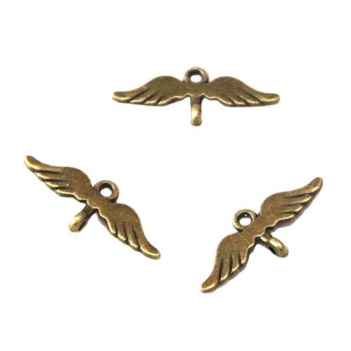 Cink ötvözet csatlakozó, Wing Forma, antik bronz színű bevonattal, DIY & 1/1 hurok, 10.40x24.60mm, 100PC-k/Bag, Által értékesített Bag