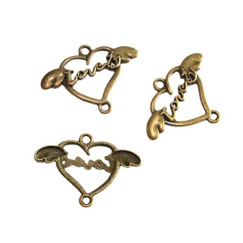 Heart Zinc Alloy Connector antique bronze color plated DIY & 1/1 loop Sold By Bag