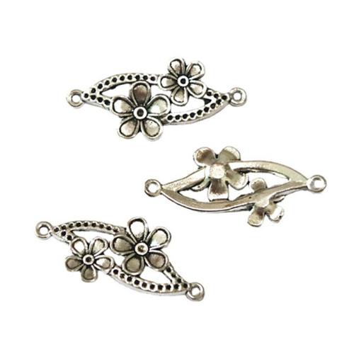 Flower Zinc Alloy Connector antique silver color plated DIY & 1/1 loop Sold By Bag