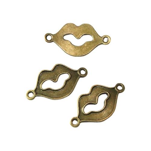 Zinco-Alloy-Connettore, lega in zinco, Labbra, placcato bronzo antico, DIY & 1/1 anello del connettore, 37x19.60mm, 60PC/borsa, Venduto da borsa