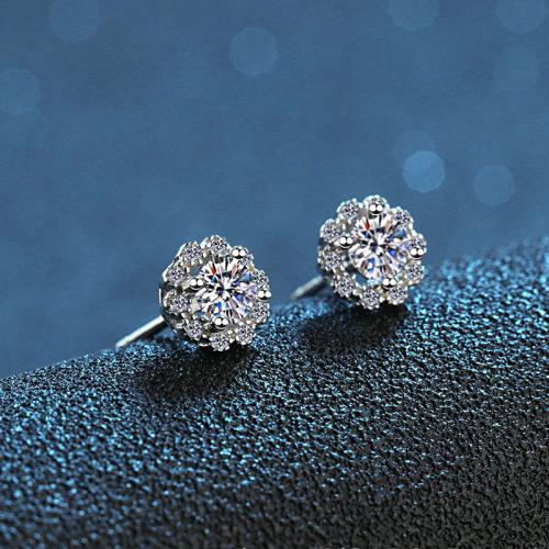 925 Sterling Silver Stud náušnice, Květina, různé materiály pro výběr & různé velikosti pro výběr & pro ženy, Prodáno By Pair