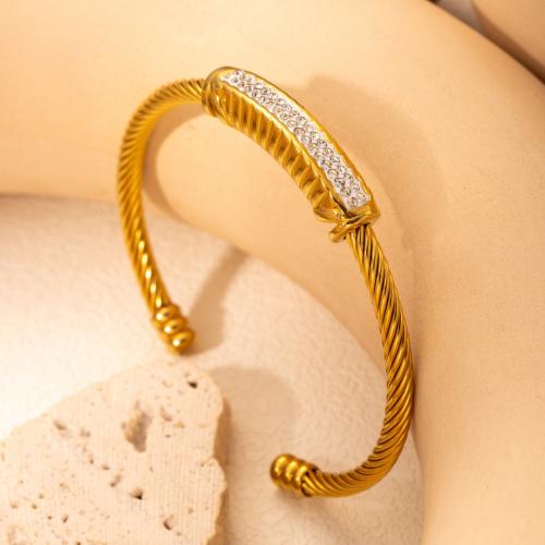 Stainless Steel Bangle 304 Stainless Steel fashion jewelry & for woman & with rhinestone Inner Approx 66mm Sold By PC