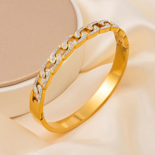 Stainless Steel Bangle 304 Stainless Steel fashion jewelry & for woman & with rhinestone Inner Approx 62mm Sold By PC