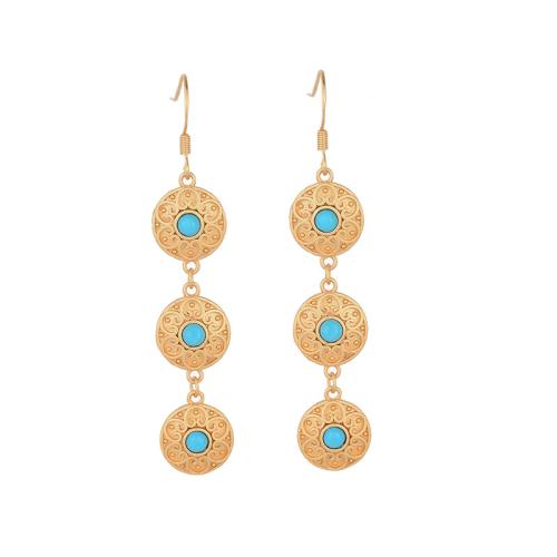 Brass Drop Earring with Turquoise fashion jewelry & for woman 58mm Sold By Pair