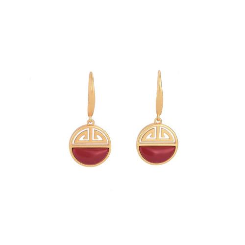 Brass Drop Earring with Agate fashion jewelry & for woman 28mm Sold By Pair