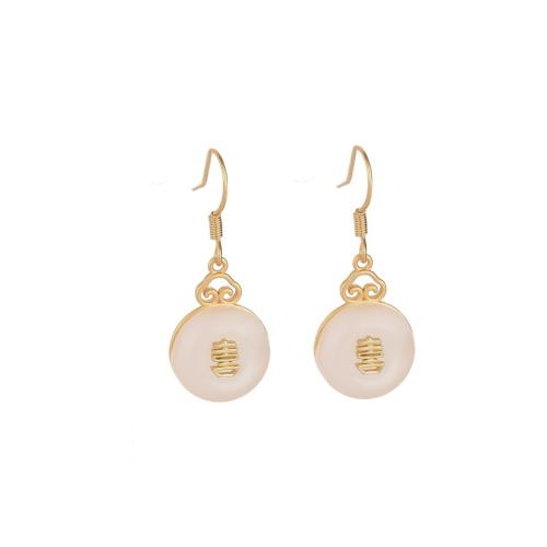 Brass Drop Earring with Jade fashion jewelry & for woman 30mm Sold By Pair