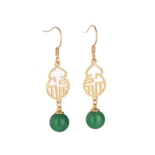 Brass Drop Earring with Jade fashion jewelry & for woman 42mm Sold By Pair