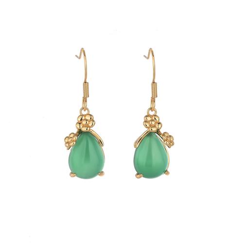 Brass Drop Earring with Jade fashion jewelry & for woman 38mm Sold By Pair