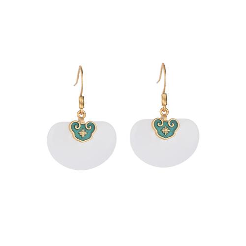 Brass Drop Earring with Jade fashion jewelry & for woman & enamel 34mm Sold By Pair