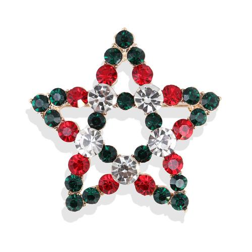 Zinc Alloy Brooches Star Unisex & with rhinestone Sold By PC