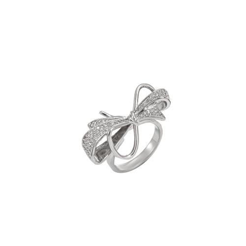 Cúbicos Circonia Micro Pave anillo de latón, metal, Lazo, Joyería & micro arcilla de zirconia cúbica & para mujer, tamaño:7, Vendido por UD