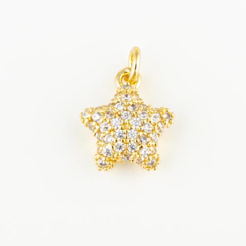 Cubic Zirconia Micro Pave Brass Pendant Star fashion jewelry & Unisex & micro pave cubic zirconia golden Approx 3mm Sold By PC