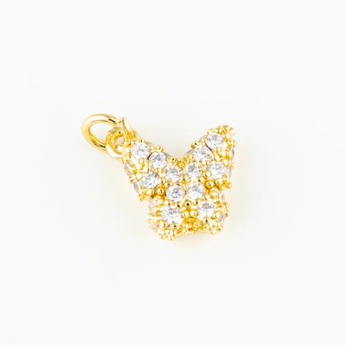 Cubic Zirconia Micro Pave Brass Pendant Butterfly fashion jewelry & Unisex & micro pave cubic zirconia golden Approx 3mm Sold By PC