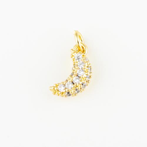 Cubic Zirconia Micro Pave Brass Pendant Moon fashion jewelry & Unisex & micro pave cubic zirconia golden Approx 3mm Sold By PC