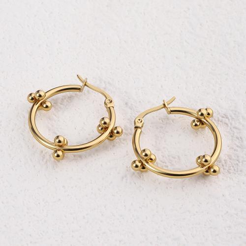 Acier inoxydable Levier Retour Earring, Acier inoxydable 304, Plaqué or 18K, bijoux de mode & pour femme, doré, 27mm, Vendu par paire