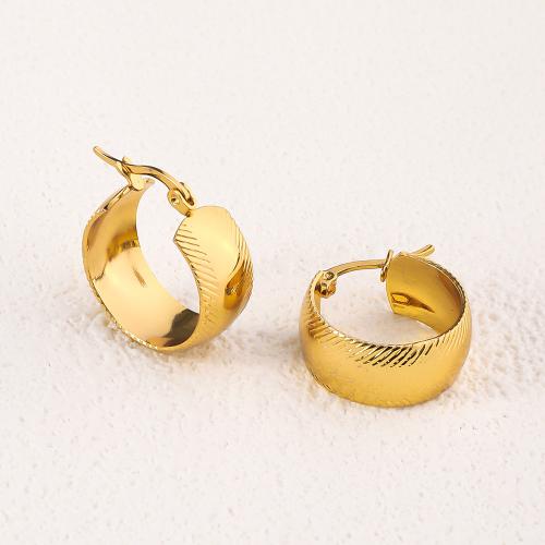 Stainless Steel Lever Back Earring 304 Stainless Steel 18K gold plated fashion jewelry & for woman golden 23mm Sold By Pair