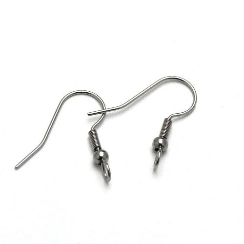 Cruach dhosmálta Hook Earwire, 304 Cruach dhosmálta, DIY, dath bunaidh, 20x20mm, 100ríomhairí pearsanta/Mála, Díolta De réir Mála