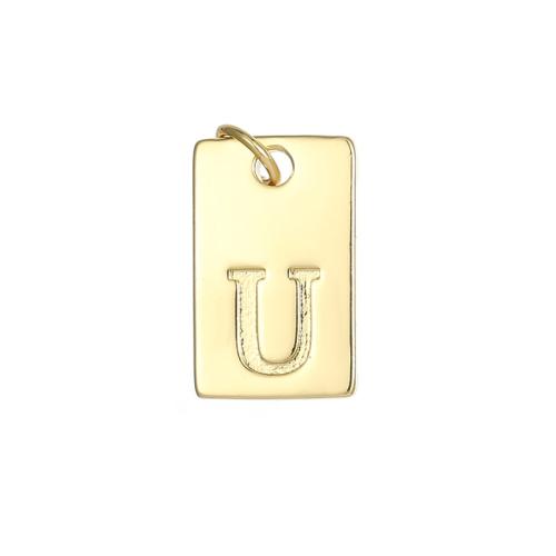 Brass Jewelry Pendants Rectangle gold color plated letters are from A to Z & DIY nickel lead & cadmium free Sold By PC