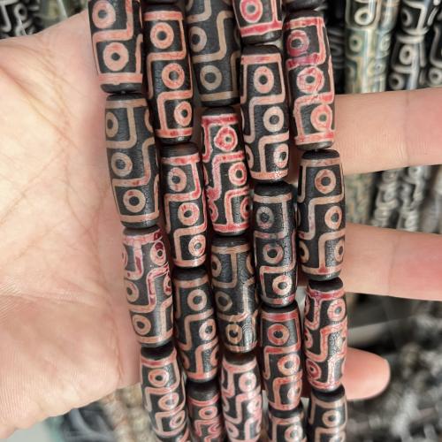 Natural Tibetan Agate Dzi Beads Drum DIY 14mm Sold Per Approx 38 cm Strand