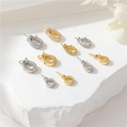 Brass Jewelry Clasps plated DIY & micro pave cubic zirconia nickel lead & cadmium free Sold By PC