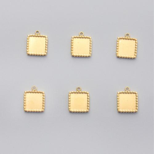 Stainless Steel Pendants 304 Stainless Steel Square gold color plated DIY Sold By PC