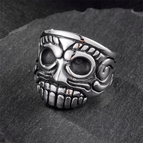 Rostfritt stål Fingerringar, 316L rostfritt stål, Skull, plated, olika storlek för val & för människan, fler färger för val, Säljs av PC