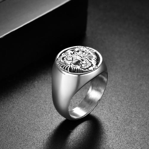 Vinger Ring in edelstaal, 304 roestvrij staal, Tijger, silver plated, verschillende grootte voor keus & voor de mens, meer kleuren voor de keuze, nikkel, lood en cadmium vrij, Verkocht door PC