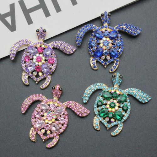 Zinc Alloy Rhinestone Pendler, Turtle, guldfarve belagt, du kan DIY & med rhinestone, flere farver til valg, nikkel, bly & cadmium fri, 47x50mm, Solgt af PC