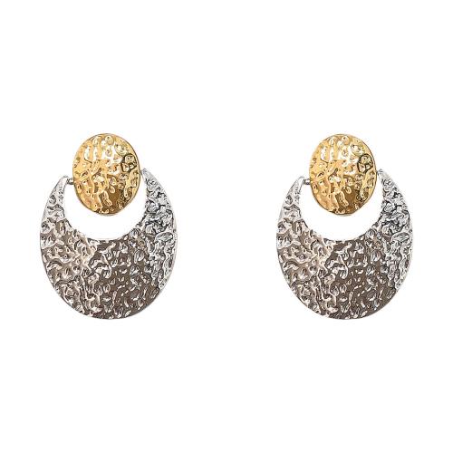 Brass Stud Earring plated for woman & two tone & hollow Sold By Pair