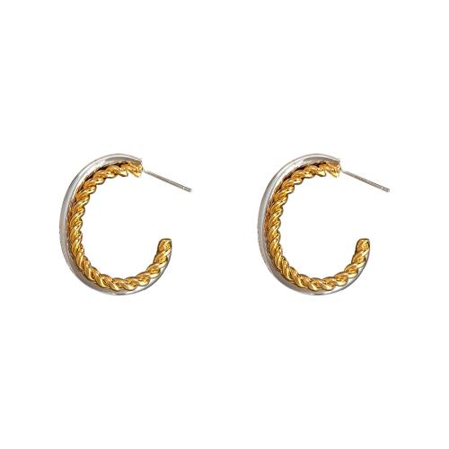 Brass Stud Earring plated fashion jewelry & for woman & two tone Sold By Pair