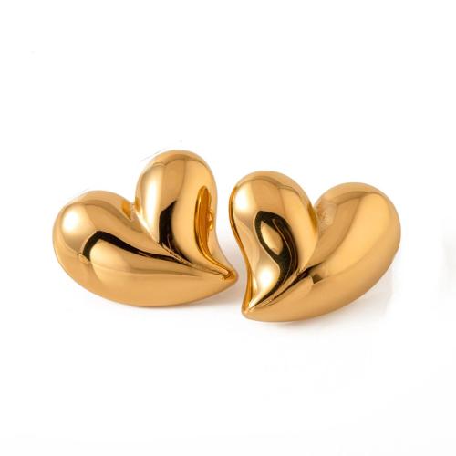 Stainless Steel Stud Earrings 304 Stainless Steel Heart plated fashion jewelry & for woman Sold By Pair