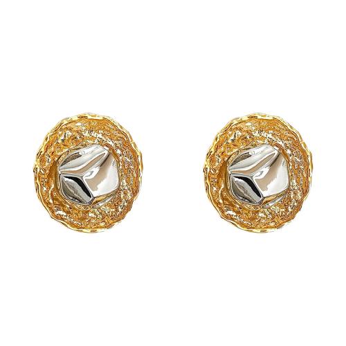 Brass Stud Earring plated fashion jewelry & for woman & two tone Sold By Pair