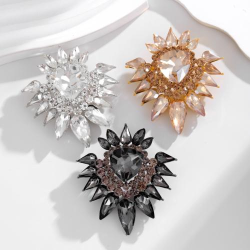 Zinc Alloy Brooches Flower plated Unisex & with rhinestone & hollow Sold By PC