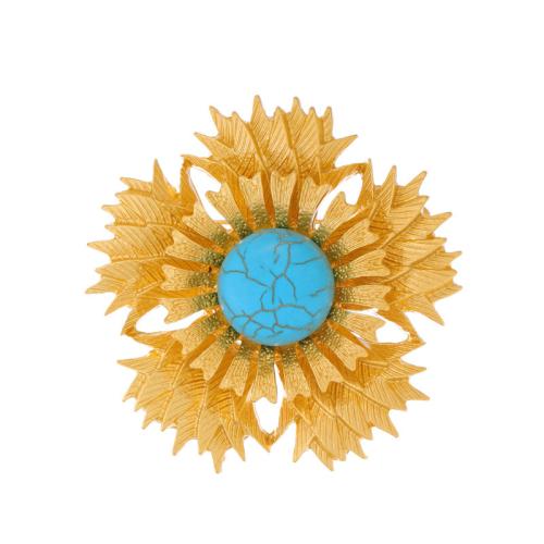 Zinc Alloy Brooches with Czech Rhinestone petals plated for woman gold Sold By PC