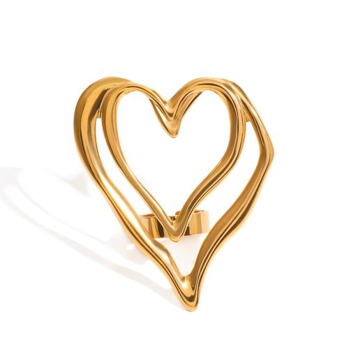 Stainless Steel Finger Ring 304 Stainless Steel Heart plated & for woman gold Sold By PC