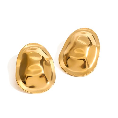 Stainless Steel Stud Earrings 304 Stainless Steel plated for woman gold Sold By Pair