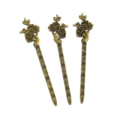 Pau de cabelo, liga de zinco, Flor, banho de cor bronze antigo, dupla face - frente e verso, 133x28.50mm, 10PCs/Bag, vendido por Bag