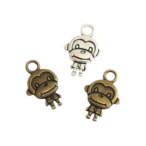 Zinc Alloy Animal Pendler, Monkey, forgyldt, du kan DIY, flere farver til valg, 15.50x23mm, 100pc'er/Bag, Solgt af Bag