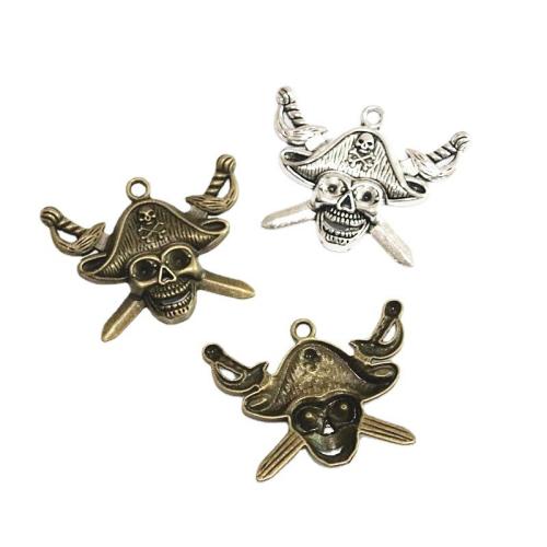 Zinc Alloy Skull Pendler, forgyldt, du kan DIY, flere farver til valg, 35x45mm, 40pc'er/Bag, Solgt af Bag