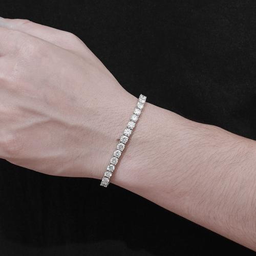 925 Sterling Silver Bracelet with Moissanite Unisex Sold By PC