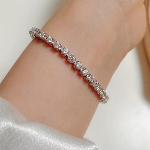 925 Sterling Silver Bracelet & for woman & with rhinestone Sold By PC