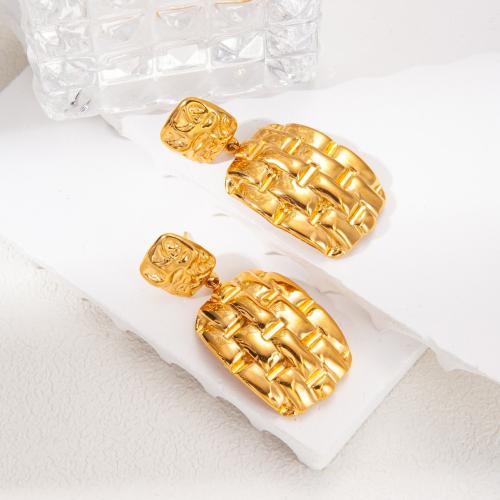 Stainless Steel Stud Earrings 304 Stainless Steel fashion jewelry & for woman golden Sold By Pair