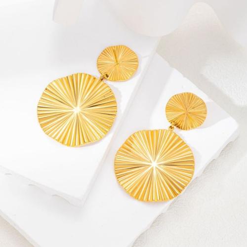 Stainless Steel Stud Earrings 304 Stainless Steel fashion jewelry & for woman golden Sold By Pair